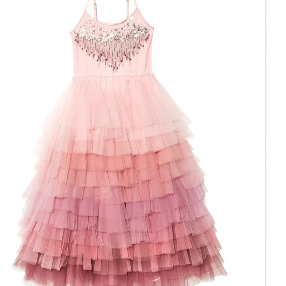 Tutu Du Monde Pink and White avant gardens jewel. Flower tutu Dress 8 to 9 years